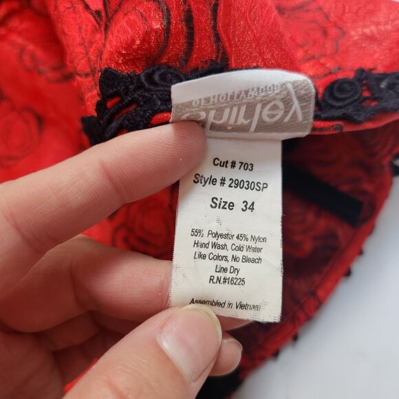 Vintage Red Roses Corset Lace Back Tie Shirley of Hollywood Women's 34 - Picture 7 of 7